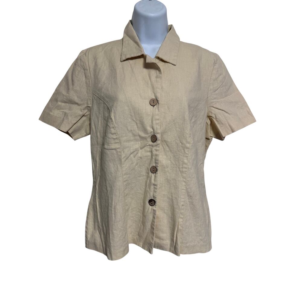 AGB Byer California Cream Linen Blouse Womens Size S